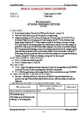Kế hoạch bài học Tin học 6 - Bài thực hành 1 Sử dụng trình duyệt web (2 tiết) - Năm học 2016-2017 - Nguyễn Văn Dũng